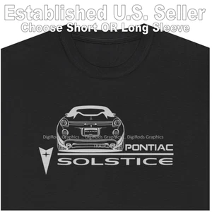 DigiRods Pontiac Solstice Convertible Model Outline Cartoon Car Black T Shirt - Picture 1 of 6
