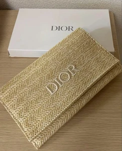 Christian Dior Novelty Clutch Pouch 2023 Summer Rattan Beige Authentic - Picture 1 of 3