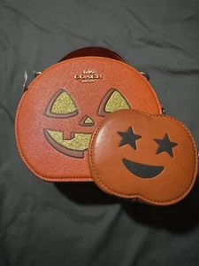 2024 Coach Halloween Kürbis Print Kantine Umhängetasche NEU mit Geldbörse - Bild 1 von 8