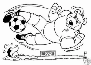 BÄR & MAULWURF TIER FUSSBALL: Mickey JORDAN Handsignierte OriginalZeichnung - Picture 1 of 1
