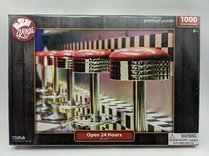 Kings Jigsaw Puzzle - 1000 Pieces - 20" x 27" - Open 24 Hours Cafe Stools - Picture 1 of 1