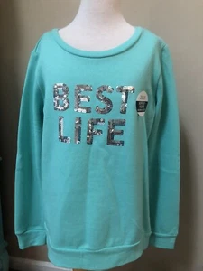 Sudadera Grande Aqua para Niñas Zelos Belk Best Life Sequin - Imagen 1 de 8