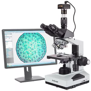 AmScope 40X-2000X Lab Clinic Veterinary Trinocular Microscope with 10MP Camera - Picture 1 of 8