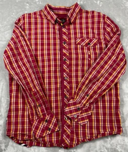 Cavi Mens Shirt Size Lg Long Sleeve Button Front Red Plaid - Picture 1 of 9