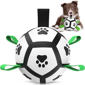 Dog Soccer Ball with Straps, Tug of War Toy, Puppy Gift, Water Toy (5 Inch) - Picture 1 of 5