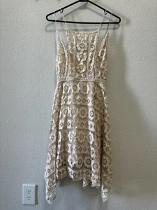 Free People Just Like Honey Ivory Lace Dress Handkerchief Hem Size 8 - Picture 1 of 11