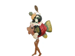Katherines Collection Carmen Miranda küssender Fisch baumelnde Beine Ornament Ananas - Bild 1 von 13