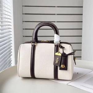 COACH C8530 Ruby Satchel 25 Color Block Handbag Shoulder Bag Leather White Women - Picture 1 of 9