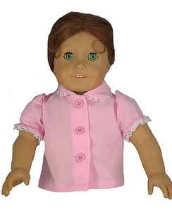 Pink Short Sleeve Blouse with Lace Trim Fits 18" American Girl Dolls - Picture 1 of 1