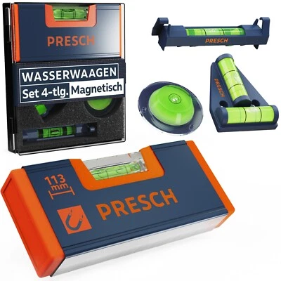 Presch Mini Wasserwaagen Set 4tlg. (Mini-, Kreuz-, Bullseye & Schnurwasserwaage) - Bild 1 von 4