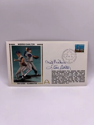 Steve Carlton Phil Niekro Signed First Day Cover FDC Envelope Cachet Beckett COA - Image 1 of 3