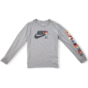 Nike Kids Sweatshirt Long Sleeve with Graphic Prints Gray Size Large - Picture 1 of 13