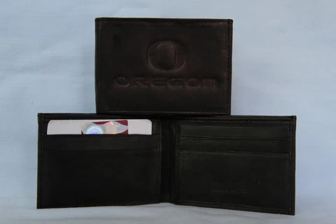 OREGON DUCKS  Leather BiFold Wallet   NEW  black 2 sb Cover