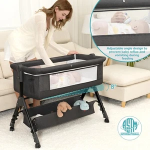 Baby Bedside Sleeper Bassinet Bed, 3in1 Portable Crib for Newborns Side Sleeper- - Picture 1 of 15