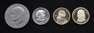 US Mint Dollar Coin Mix 1978 Eisenhower Adams Anthony Sacagawea 4 Coin Set Lot - Picture 1 of 2