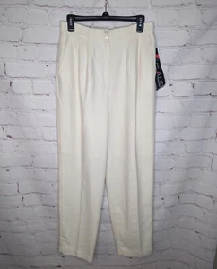 Vintage Chaus Women's Winter White Dress Pants Pleated Wool Blend Pockets Sz 12 - Picture 1 of 9