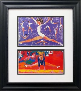 Stampa artistica con cornice LeRoy Neiman "Nadia Comaneci & Olga Korbul" Olimpiadi ginnastica - Foto 1 di 3