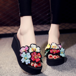 6cm high-heeled women's shoes wear thick-soled flower sandals in summer 2021