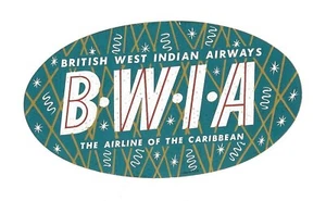 Vintage Airline Luggage Label BWIA BRITISH WEST INDIES AIRWAYS oval Caribbean - Bild 1 von 2