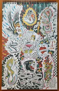 Libro flash tatuaje 27 hojas vintage tradicional Dave Gibson 11X17 1 RARO - Imagen 1 de 20