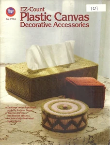 BOYE EZ-COUNT PLASTIC CANVAS DECORATIVE ACCESSORIES PATTERN LEAFLET #7714 ©1982 - Picture 1 of 4