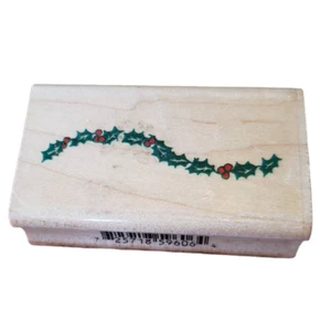Inkadinkado Christmas Holiday Garland Border Wood Mounted Rubber Stamp - Picture 1 of 8