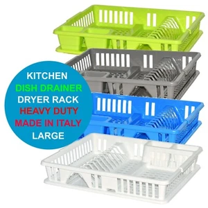Large Plastic Dish Drainer Cutlery Rack Kitchen Sink Utensil Draining Cup Holder - Picture 1 of 13