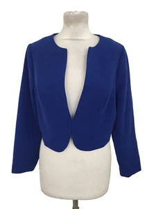 Coast Women's Cropped Blazer Size 14 Blue 3/4 Sleeves Hook Eye Lined New F1 - Picture 1 of 11