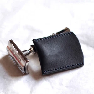 1PC Double Edge Safety Razor Head Sleeve Protective Case Leather Without Raz AF - Picture 1 of 7