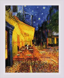 Riolis Counted Cross Stitch Kit Cafe Terrace at Night after V. Van Gogh's Pai... - Picture 1 of 4