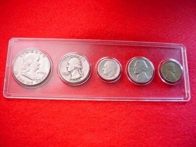 1950 PHILADELPHIA 5 COIN MINT SET 90% SILVER KEY DATE COINS--GREAT COINS!    #35 - Image 1 of 4