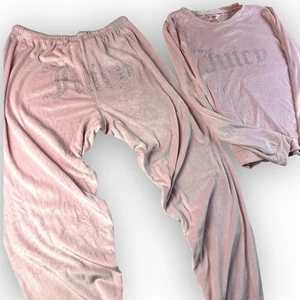 Juicy Couture Lola rosa blush velluto set loungewear stile Bling Y2K booty logo - Foto 1 di 7
