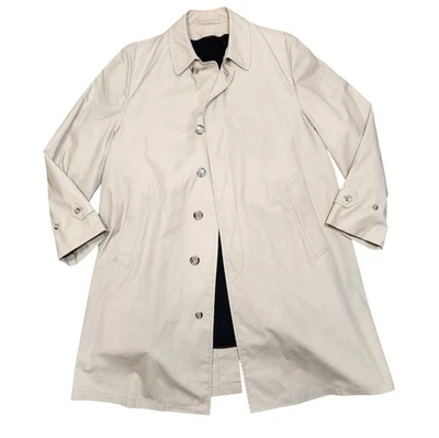 VTG London Fog Alpaca Mohair Fur Liner Maincoats Mens 42L Khaki Tan Trench Coat - Image 1 of 4