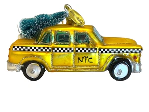 Cody Foster NYC Yellow Taxi Cab Ornament w Christmas Tree New York Holiday Decor - Picture 1 of 6