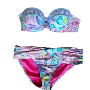 Lilly Pulitzer Floral Pastell Bikini Gepolstert Bügel 4 Top 6 Unterteil Medium Schwimmen - Bild 1 von 12