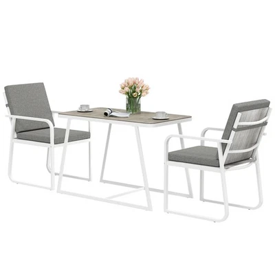 Outsunny Set da Giardino 3 Pezzi con 2 Sedie e Tavolo da Esterno Bianco - Immagine 1 di 4