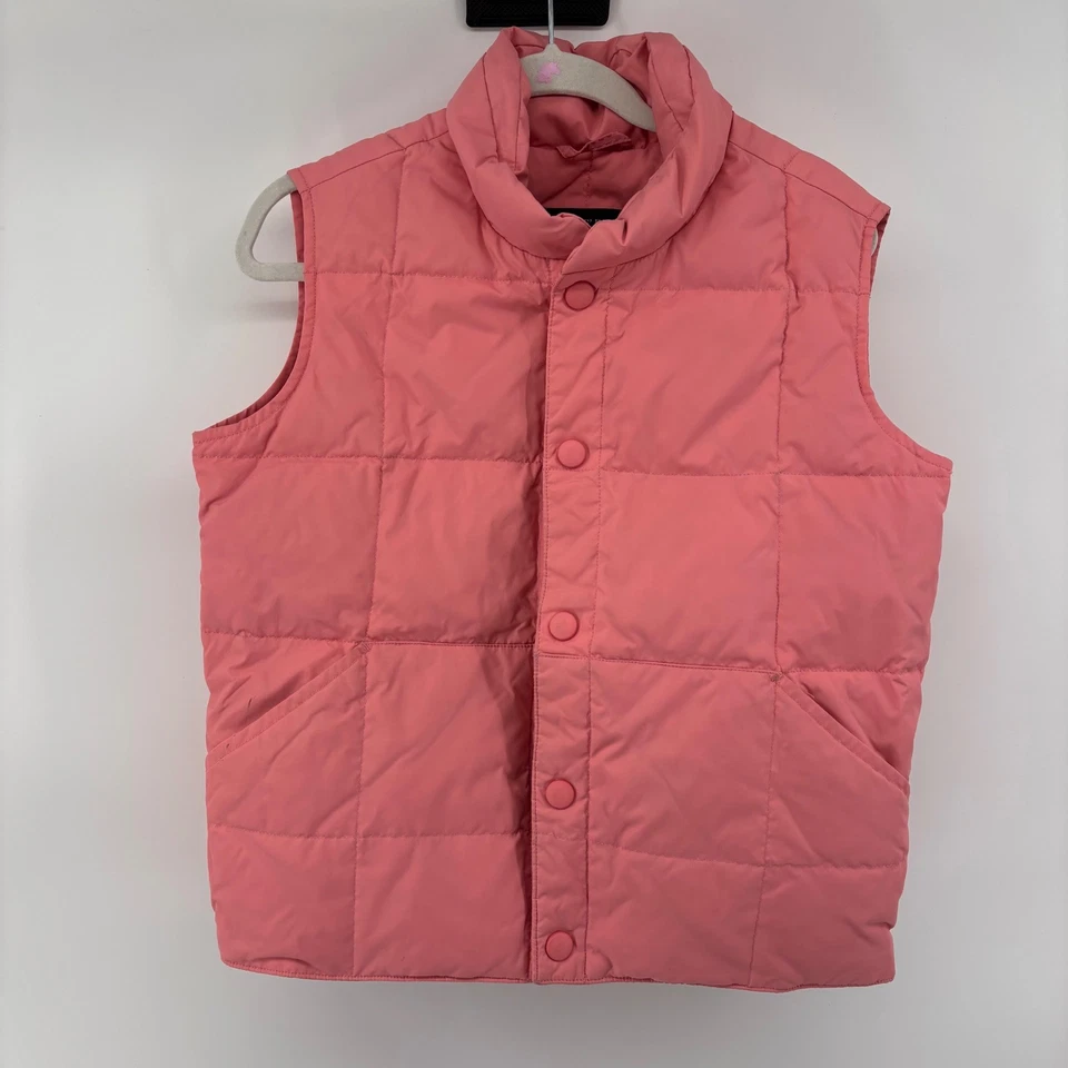 Chaleco acolchado Lands' End para niños rosa sin mangas con botones talla M Foto 1 de 4