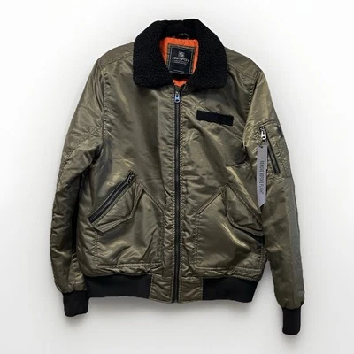 Chaqueta de bombardero estilo militar Southpole vintage Y2K para hombre M verde Sherpa Coller Foto 1 de 4