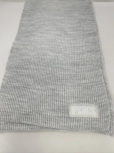 VICTORIAS SECRET PINK LOGO KNIT RIBBED WINTER SCARF SOFT 66"x8" New - Picture 1 of 3