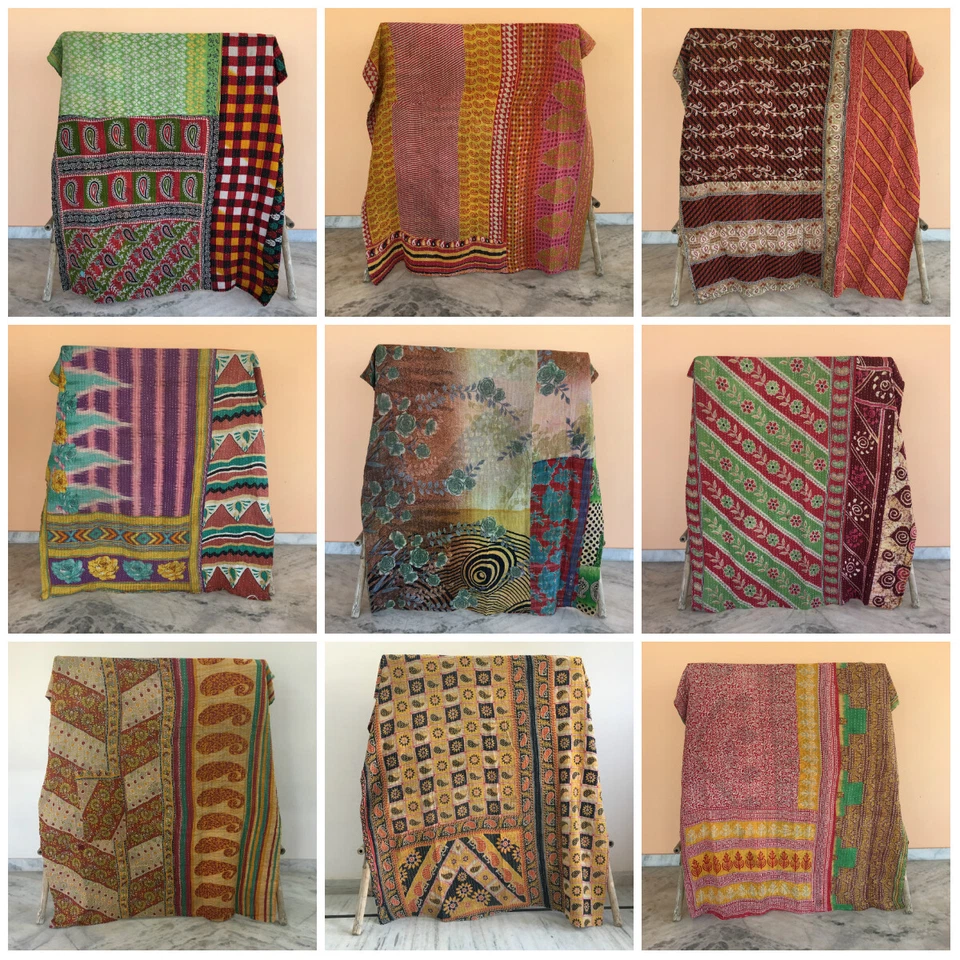 Kantha Quilt Indisch Vintage Wende Überwurf Handarbeit Decke Großhandel Poste... - Bild 1 von 1