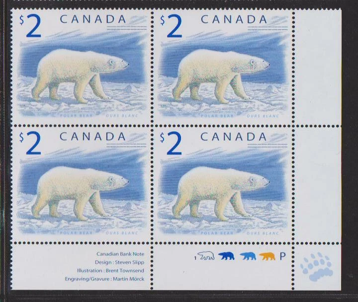 1998 Canada SC# 1690 LR - Wildlife Polar Bear - Plate Block M-NH Lot # 3422d - Image 1 of 1