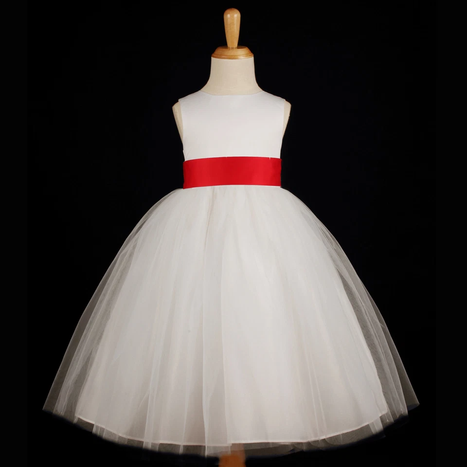 Слоновой кости свадьбы Pageant тюль платье цветок девочка платье 12 М 18 М 2 3/4 5/6 7/8 9/10 12 - Изображение 1 из 1