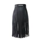 Womens Waist Faux Leather Tassels Skirt for Punk Party Clubwea