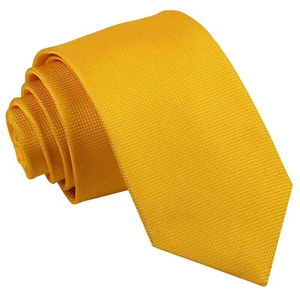 Corbata delgada dorada girasol tejida lisa a cuadros lisos para hombre de boda por DQT - Imagen 1 de 1