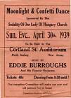 1939 4 pages Moonlight & Confetti Dance Flyer ~ Perth Amboy, New Jersey ~ Église Hongrie