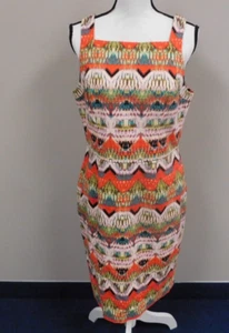 Maggy London Womens Ikat Abstract Sleeveless Dress Multi Colored Size 14 - Picture 1 of 5