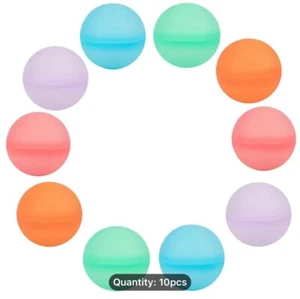 10 Refillable Water Balloons Reusable Splash Balls Kid Summer Assorted Colors - Picture 1 of 4