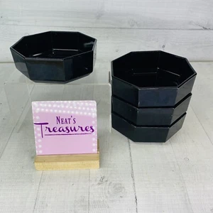 Arcoroc OCTIME France Black Octagon Shape Blown Glass Soup Cereal Bowls Set of 4 - Picture 1 of 12