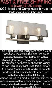 *FREE SHIPPING* New allen + roth Aria 3-Raw Iron Modern/ Soft Gold Vanity Light