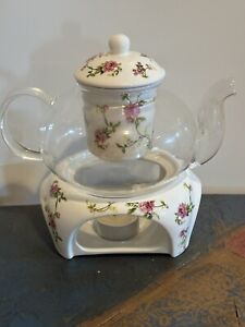 Elegant European Ceramic Glass Teapot Candle Warmer